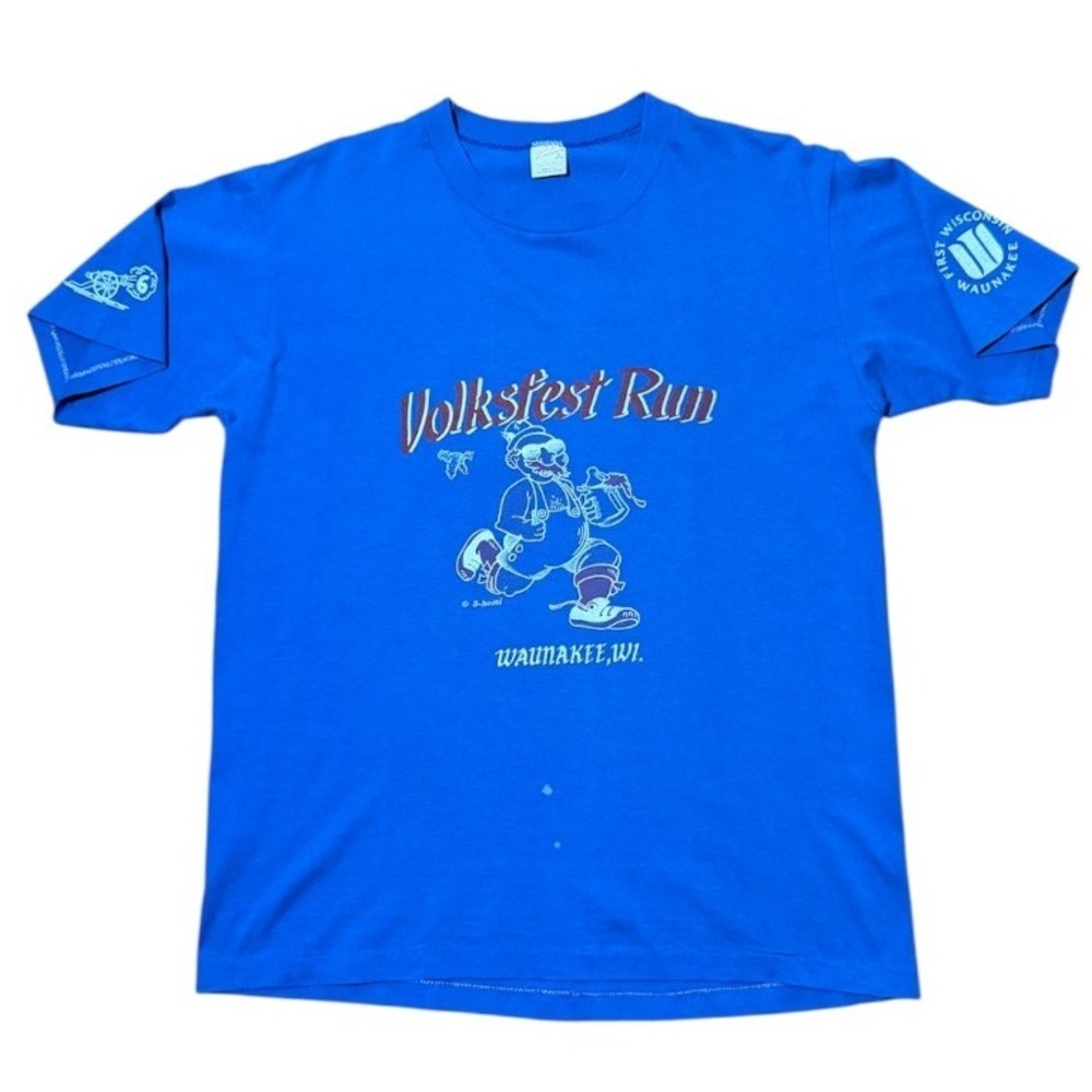 Vintage 80s Volksfest Run Wisconsin Marathon Running Jogging Graphic T-shirt